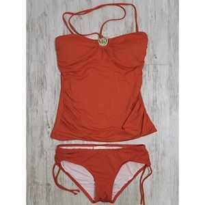 MICHAEL KORS TANK HALTER TANKINI Tangerine Size 18W Swimsuit Bathing Suit Plus